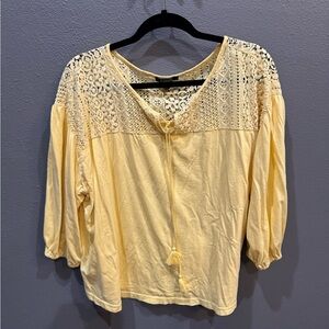 Chaps Yellow Lace Accent Women's Blouse
